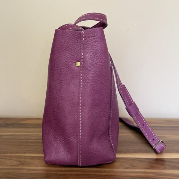 Portland Leather Goods Medium Crossbody Mulberry purple EUC bag purse tote - Picture 4 of 10